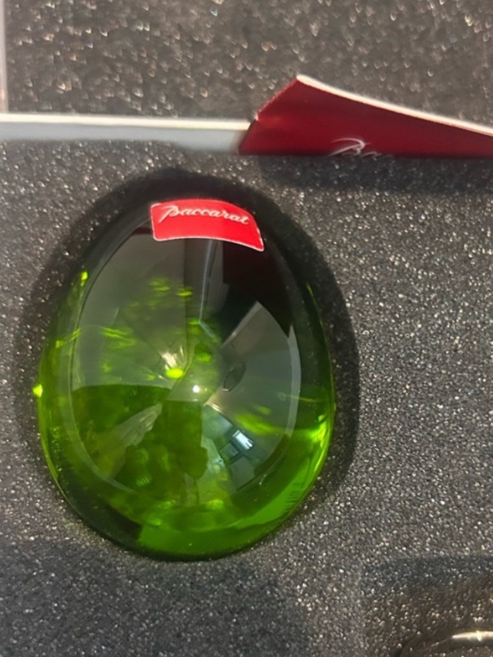 Baccarat Emerald Green Crystal Egg Paperweight